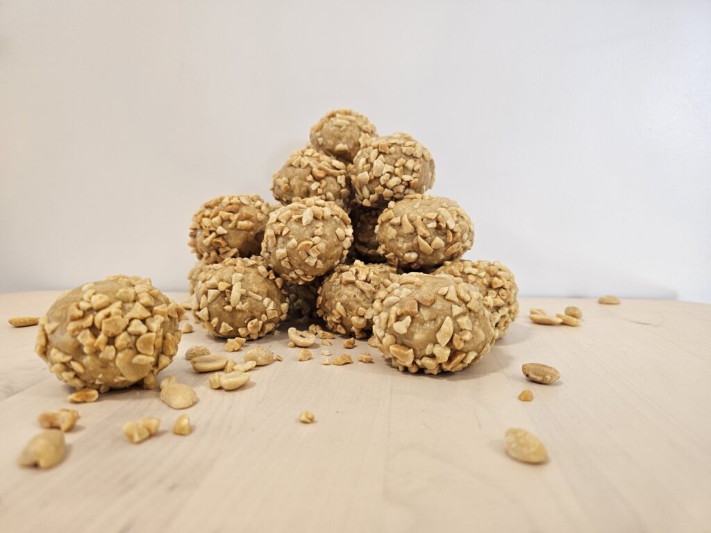 golden crunch peanut and tahini go balls protein balls